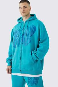 Chándal de alta calidad para hombre, parche bordado, sudadera con capucha y pantalones de chándal con cremallera desgastada, conjunto de chándal informal para hombre - Product Image 3