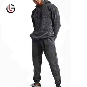 High Street Premium acid wash <b>Tracksuit</b> Men's Plus Size Gym Jogger Sweat suit Set Acid Wash Hoodie Set - Product Image 1