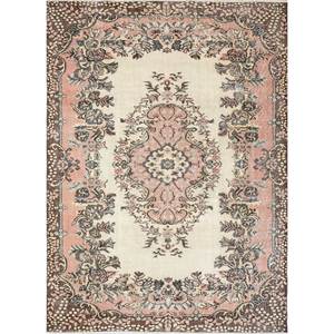 Tapis en laine noués à la main de grande taille, style vintage, motif médaillon rouge et orange, pour salon ou couloir - Pae-2800 - Product Image 1