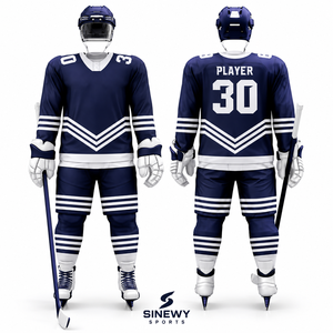 Maillot de hockey sur glace pour homme SINEWY SPORTS, manches longues, col en V, sublimé, polyester 400g, évacuation de l'humidité, automne, nom d'équipe personnalisé - Product Image 1