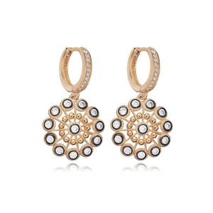 CZ encre noire Mandala Design Dangle boucle d'oreille turque artisanale femme 925 bijoux en argent Sterling pour acheteur en gros - Product Image 6