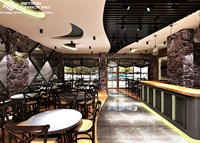 Cadre de bar à la mode et minimaliste avec comptoir de bar en bois naturel Coffee Shop personnalisé Design de meubles d'affichage intérieur