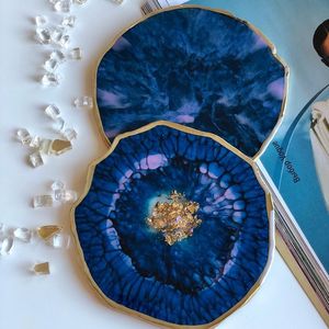 ชุดถาดรองแก้วทำจากเรซินเกล็ดทองสำหรับใช้ในบ้าน - Product Image 6