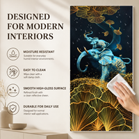 Panneau mural décoratif en PVC brillant Morlenx Luxury Blue Elephant Gold Ginkgo UV Marble Sheet pour la décoration intérieure