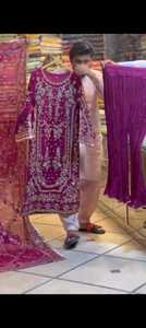 Chal de Chifón con Diseño de María B, Hermoso Trabajo Hecho a Mano, Chal de Chifón con Borlas, Sharara de Seda |   Colección Ssumaira - Product Image 4