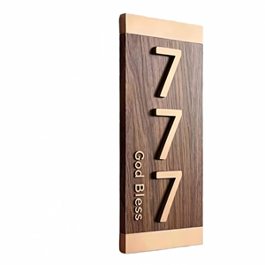<span class=keywords><strong>Plaque</strong></span> <span class=keywords><strong>de</strong></span> numéro <span class=keywords><strong>de</strong></span> <span class=keywords><strong>maison</strong></span> en bois moderne Sikatu, adhésive, pour villa, appartement, hôtel, entrepôt - Résistante à l'eau - Product Image 2