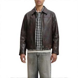 Veste en cuir de vachette de qualité supérieure fabriquée à la main pour homme Leathertex, style antique frotté à la main, pour vêtements de travail d'automne - Product Image 1