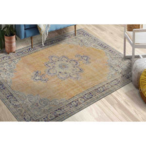 Tapis turc à motifs floraux, tapis imprimé, violet bohème tribal, tapis doux non tissé - Product Image 3