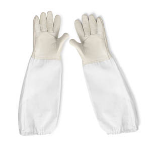 Meilleurs gants d'apiculture en cuir de vachette XL Gants de protection blancs antidérapants confortables en silicone et polyester pour apiculteurs - Product Image 1