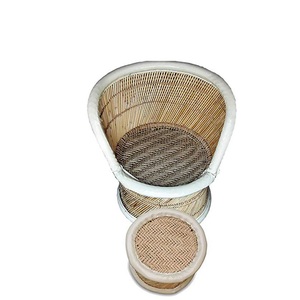 Silla de Caña de Bambú Hecha a Mano, Asiento de Mimbre para Interior y Exterior, Decoración Bohemia Rústica, Marco de Madera Tradicional, Muebles Relajantes - Product Image 5