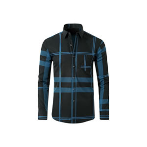 Chemises habillées bicolores pour hommes en coton uni à manches longues Chemises habillées décontractées intelligentes à vendreRobe classique en satin sans repassage - Product Image 2