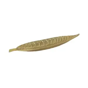 Plato para servir con forma de hoja de aluminio, plato y plato de Color dorado en estilo moderno para servir alimentos, novedad - Product Image 1