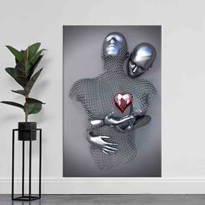 Tableau mural imprimé sur toile argentée pour couple : Cadeau romantique élégant, toile prédécoupée - Product Image 1