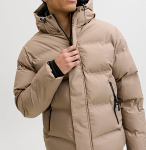 Veste matelassée unisexe imperméable de haute qualité, personnalisée, écologique, coupe-vent, décontractée pour l'hiver, vente en gros, logo sur le devant à capuche - Product Image 1