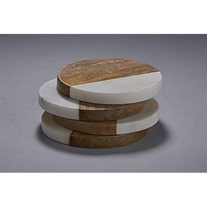 <b>Marble</b> Wooden White Decorative <b>Marble</b> Coasters <b>Marble</b> Pattern Coasters Absorbent Stone Coaster for Table Decoration - Product Image 5