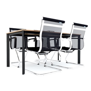 Ministerial <b>Table</b> 160x80cm Made of Melamine-Coated Plywood with Oval Iron Legs HBOV044 <b>Office</b> Furniture Adjustable for Hotel Use - Product Image 4