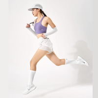 Soutien-gorge de sport pour femme, simple, respirant, à séchage rapide, en Spandex/Polyester, à double couche, bretelles, maintien moyen, décoration en maille, col rond