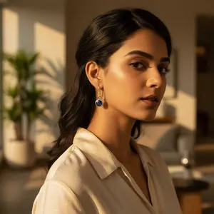 ต่างหูเงินแท้ 925 ประดับไพลินสีน้ำเงิน สำหรับผู้หญิง สวมใส่ได้ทุกวัน เครื่องประดับคลาสสิก สไตล์ศาสนา เหมาะสำหรับงานหมั้น งานแต่งงาน งานครบรอบ งานเลี้ยง ชุบโรเดียม - Product Image 2