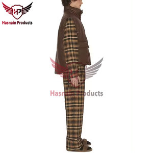 Chaleco de piel de vaca auténtica marrón Vintage para hombre y mujer, chaleco de invierno con patrón 3D cálido de tamaño personalizado, informal transpirable para seguridad - Product Image 3
