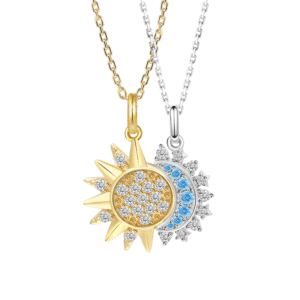 Ensemble de colliers d'amitié soleil et lune en argent sterling Jeulia avec zircon plaqué or - Product Image 1