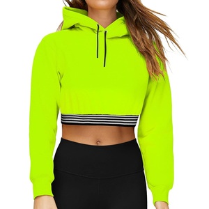 Nuevas sudaderas con capucha recortadas para mujer 2025 Logo personalizado Transpirable Color sólido Longitud corta Cordón Calidad superior Mejor servicio - Product Image 1