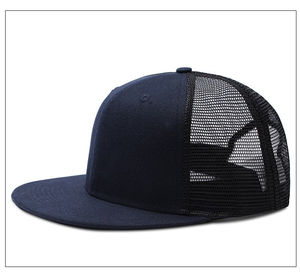 Gorra de camionero de ala plana para hombre lisa con logotipo de marca personalizado/gorra con cierre a presión de malla a granel - Product Image 6