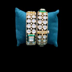 Modern Designer Premium Quality Stylish Kundan Stones Look Two <b>Set</b> Of <b>Bangles</b> for Women Wedding Party Wear For Girls - Product Image 2