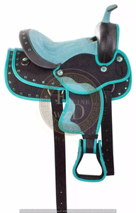 Juego de sillín de carreras de barril sintético occidental de primera calidad, ligero, duradero y cómodo para montar en Rodeo Trail Performance - Product Image 4