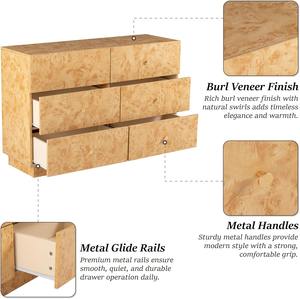 Özel geniş 6 çekmece ahşap çekmeceli dolap Metal kolları ve yatak odası için istikrarlı tabanı ile Modern şifonyer - Product Image 2