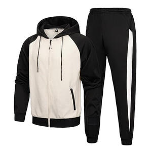 Chándal con capucha de moda para hombre con logotipo personalizado OEM, chándal sólido de dos piezas de nailon y poliéster para la primavera, precio al por mayor - Product Image 1