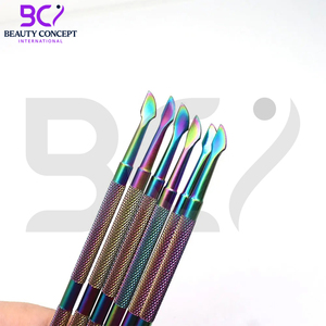 Empujador de cutículas de uñas de doble cara al por mayor, herramienta de Arte de uñas arcoíris de acero inoxidable - Product Image 4