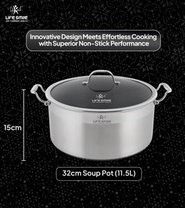 Olla de acero inoxidable 18/10 de alta calidad con patrón entrelazado antiadherente y compatibilidad con inducción - Product Image 2