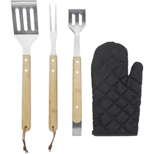 Custom 5-Piece Bamboo <b>BBQ</b> Grill Set Premium Cooking Tools for Outdoor Kitchen Merchandising - Product Image 3