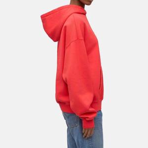 Sudaderas con Capucha de Forro Polar Rojo Sólido para Mujer, con Bolsillo Tipo Canguro, Estilo Casual, Holgadas, para Invierno y Ropa Urbana - Product Image 5