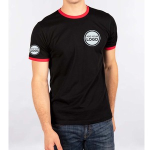 T-shirt en coton pour homme à col rond, coupe classique, couleur contrastée, style adulte, doux, T-shirt en coton à col rond uni - Product Image 1