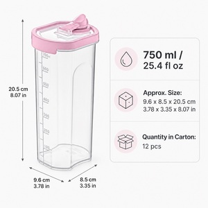 750ml Plastic Oil Dispenser Bottle with Flip Spout Lid Measuring Scale for Kitchen Cooking Oil Vinegar Sauce Storage - Product Image 3