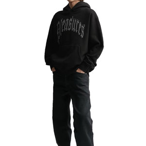 Offre Spéciale à capuche en strass pour hommes avec logo personnalisé et design respirant fermeture éclair Basics Sweats à capuche personnalisés en strass - Product Image 4