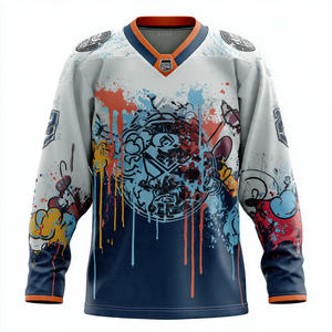 Jersey de Hockey sobre Hielo Sublimado, 100% Poliéster, Cuello en V, Manga Corta, Color y Logotipo Personalizables, Alta Calidad, Unisex - Product Image 5