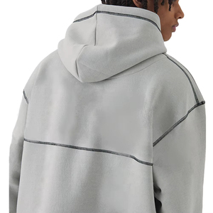 Venta al por mayor OEM Streetwear logotipo personalizado gota hombro peso pesado sudaderas con capucha 100% algodón bordado Unisex sudaderas con capucha de gran tamaño - Product Image 3