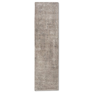 Tapis noué à la main en laine et soie de bambou à motifs abstraits Uvenuti gris et noir - LRB-1502 pour usage domestique - Product Image 1
