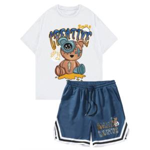 Ensemble T-shirt et short décontracté pour homme de qualité supérieure, séchage rapide, motif uni, polyester/coton, vente en gros - Product Image 6