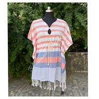 Tunique de robe de serviette turque imprimée numérique Kaftan de plage mi-longue avec taille lavable et naturelle de style plage
