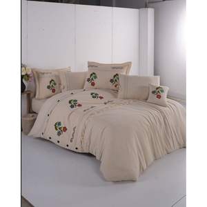 Parure de lit de luxe 6 pièces en coton floral, housse de couette 100% coton 200x220, drap-housse 160x200 brodé pastoral pour la maison - Product Image 3