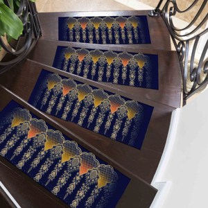 Tapis imprimé bleu marine : motif bohème moderne, antidérapant, imprimé en 3D, tapis d'appoint - Product Image 3