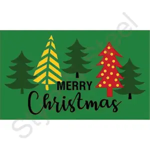 Tappeto antiscivolo tappeto colore verde con albero disegni natalizi zerbino di buon natale zerbino goffrato per la casa all'ingrosso pri