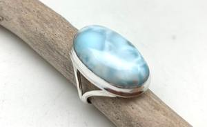 Anillo de regalo de boda y fiesta hecho a mano de moda con piedras preciosas Larimar de estilo bohemio de Plata de Ley 925 para mujer - Product Image 4