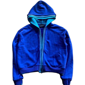 Sudadera con capucha de alta calidad Y2K con cremallera completa para mujer OEM sobre la cara Patrón de diamantes de imitación Estampado Vintage Sudadera con capucha de gran tamaño personalizada - Product Image 3