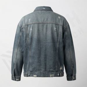 Chaqueta vaquera de algodón crudo degradado hecha a medida, nueva, transpirable, para mujer, con solapa corta, desgastada y lavada, elegante, para otoño e invierno. - Product Image 2