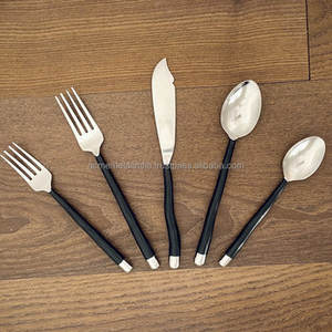 Juego de cuchara y tenedor de acero inoxidable con mango negro Premium, perfecto para restaurantes, cocinas, cubiertos de comida de mesa, utensilios de cocina de Metal - Product Image 3