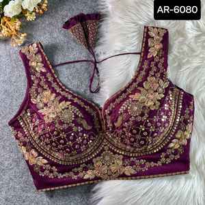 Nuevo diseñador étnico, seda italiana suave y pura pesada con blusa de tricot Fuising con Secuencia de trabajo hecho a mano pesada y trabajo de hilo de codificación - Product Image 5